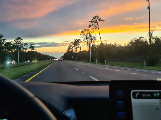 Driving to the sunset